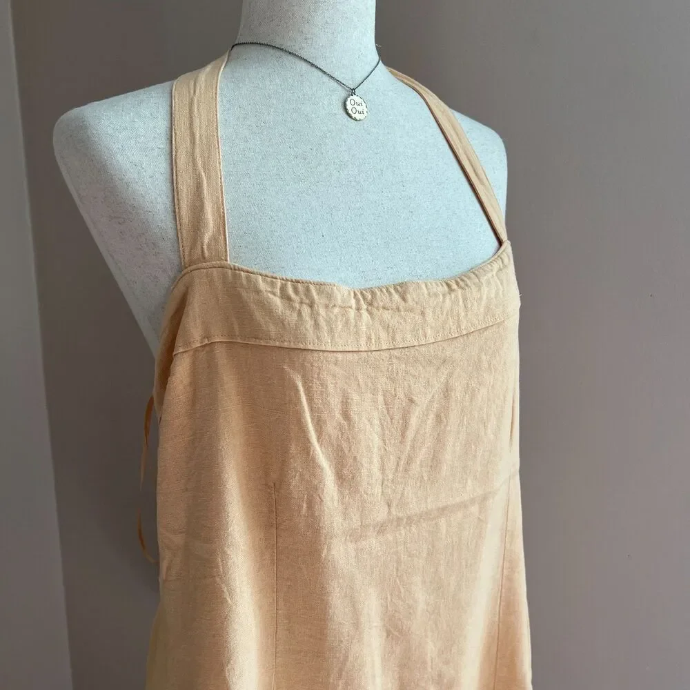 Abercrombie & Fitch Orange Halter Mini Dress Linen‎ Blend Summer Vacation Sz XLT